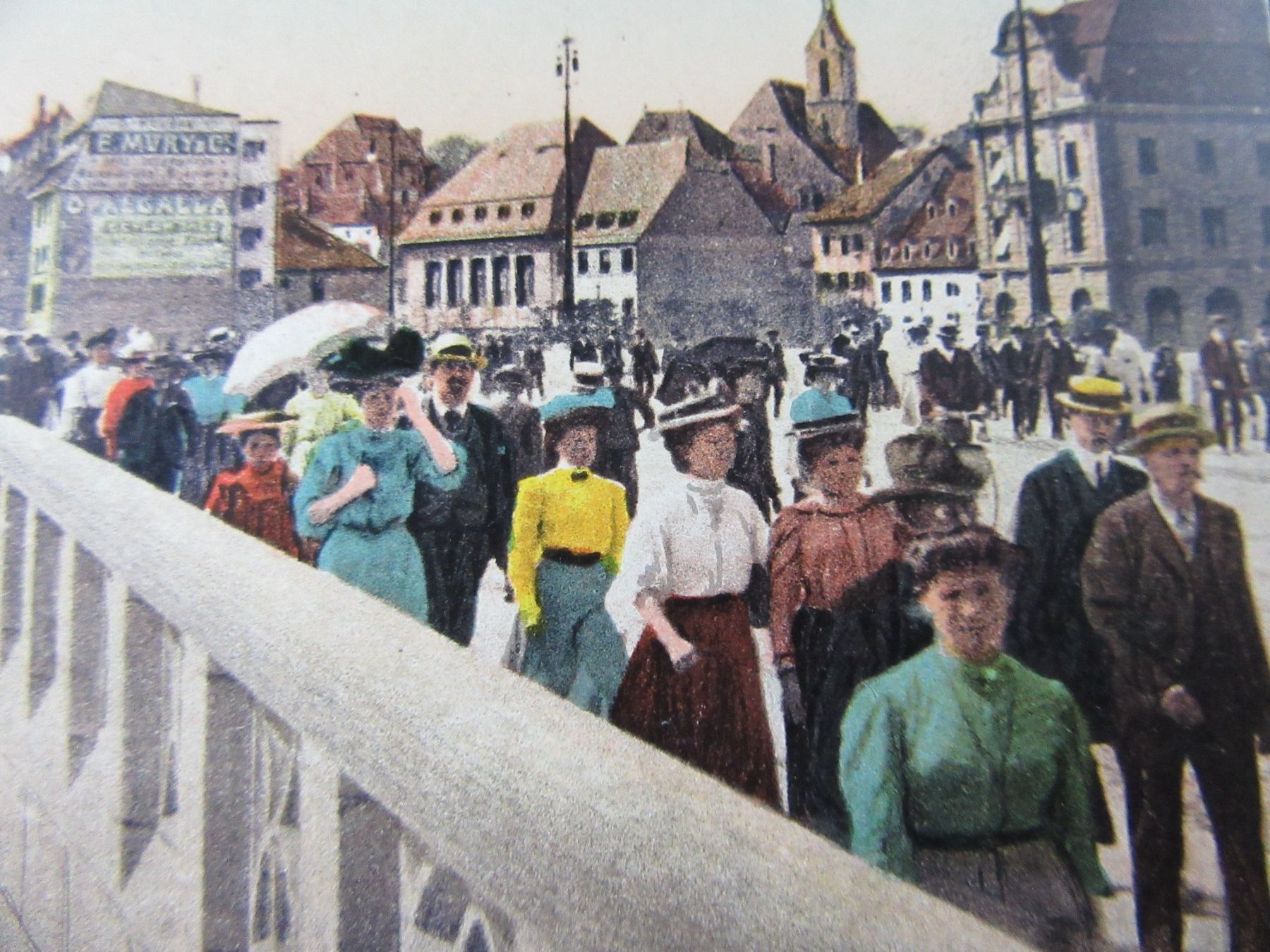 Cartoline postali: BASEL MITTLERE RHEINBRÜCKE MIT GROSSBASEL AK STARK BELEBT BS – Usato da Ettingen venduto da Hausi4711 1