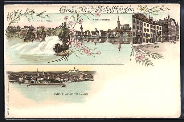 Ansichtskarten: Litho Schaffhausen, Rheinfall, Rheinbr – Gebraucht aus Berlin von bartko-reher
