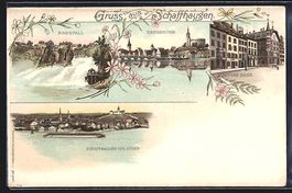 Litho Schaffhausen, Rheinfall, Rheinbr