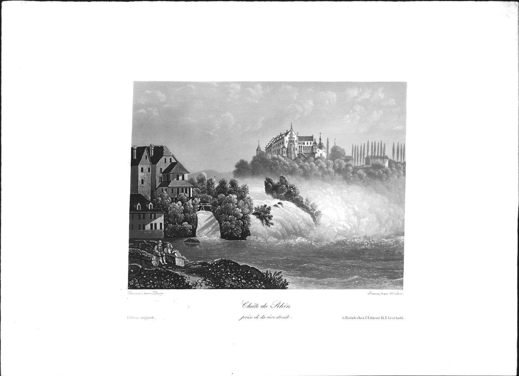 Incisioni: Rheinfall Aquatinta von Bury – Usato da Rafz venduto da Helvet32