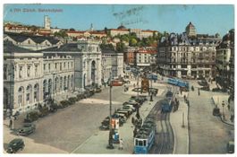 AK Zürich Bahnhofplatz mit Tram 1935