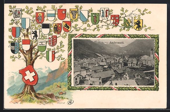 Ansichtskarten: Passepartout-Lithographie Andermatt, Bli – Gebraucht aus Berlin von bartko-reher