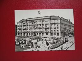 Zürich Paradeplatz Tram Credit Suisse s/w Karte