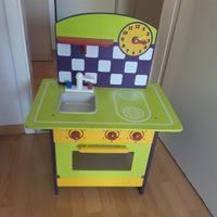 Kinderküche Holzküche Spielküche mit Uhr und Knöpfe