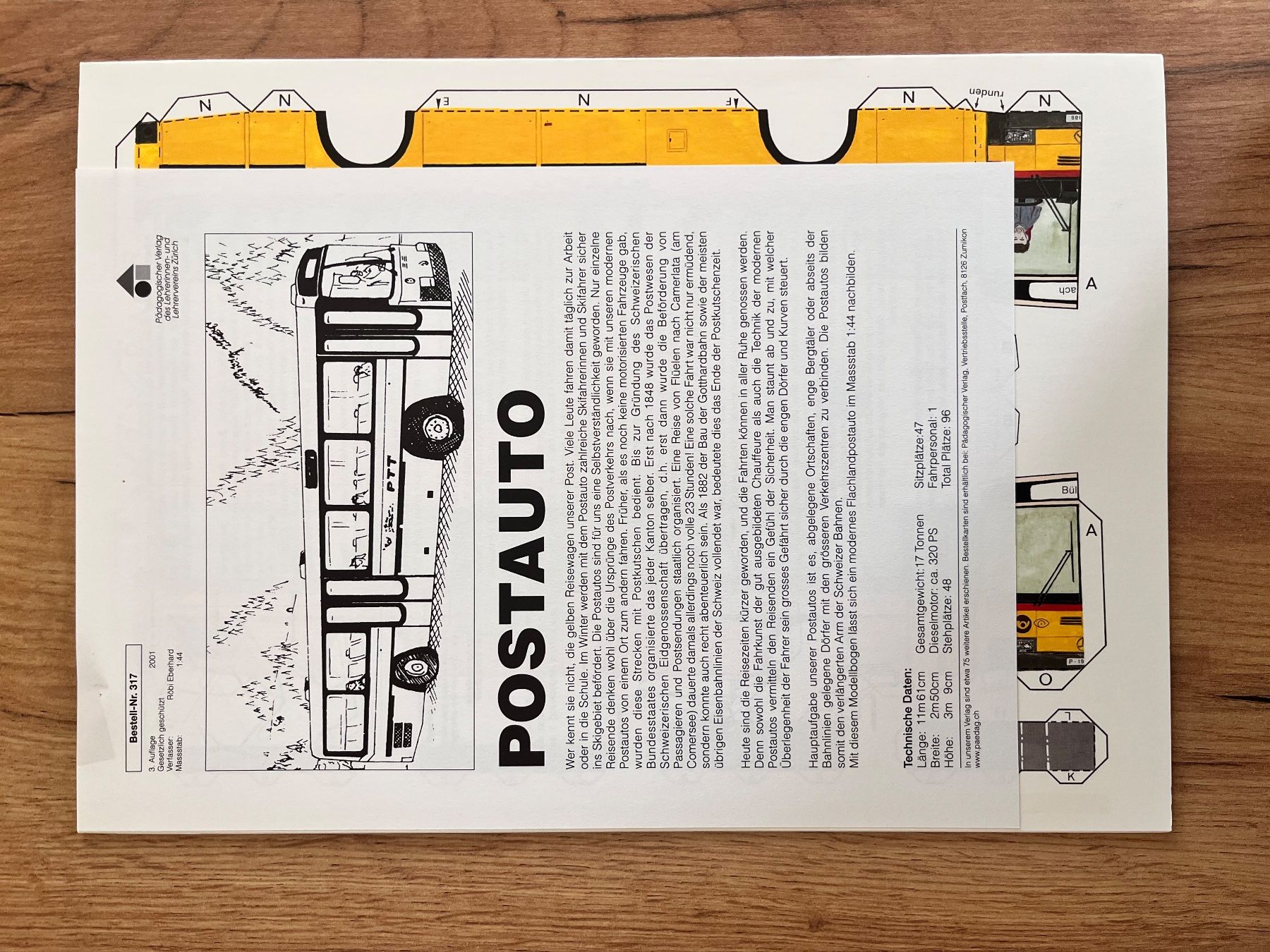 Kit bricolage: 1 Modellbogen Pädagogischer Verlag Postauto – Usato da Büsserach venduto da bor_s88m