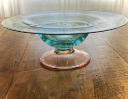 Glaskompotier mit farbigem Fuss 