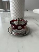 Bonbonnière vintage verre rouge / Dose Glas Rot Retro