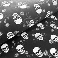 Baumwollstoff "Skulls & Flowers" Totenköpfe schwarz je m