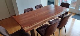 Holztisch massiv 160cm mit 6 Stühlen