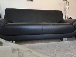 3er und 2er Kunstledersofa