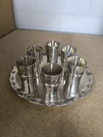 6 Zinnbecher mit Tablett NEU