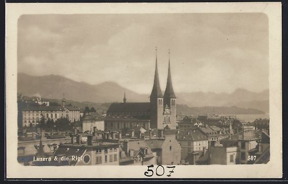 Cartoline postali: Luzern, Teilansicht mit Rigi aus der Vog – Usato da Berlin venduto da bartko-reher