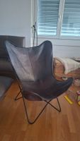 Schmetterlingsstuhl Leder braun Metallgestell guter Zustand