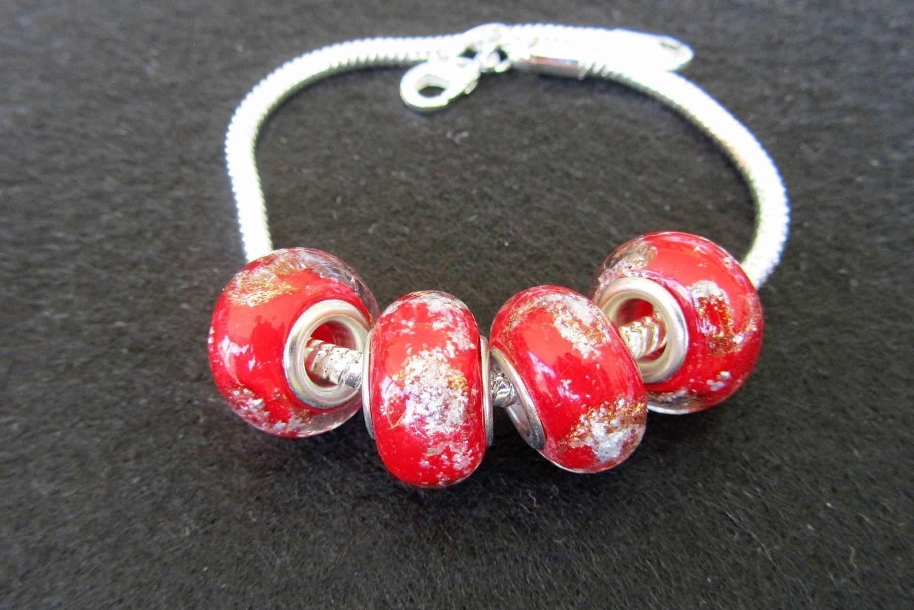 Perle (finte): LAMPWORK GLASPERLE GOLD UND SILBER – Nuovo (secondo la descrizione) da Langenthal venduto da flowersNbirds