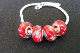 LAMPWORK GLASPERLE GOLD UND SILBER