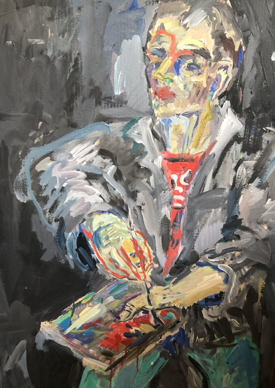 Dipinti: Philipp Trautmann (1960-2008) - Acrylgemälde - "Der Maler" – Usato da Schaffhausen venduto da durruti 2