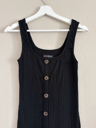 Kleid Even&Odd schwarz gerippt mit Knöpfen guter Zustand