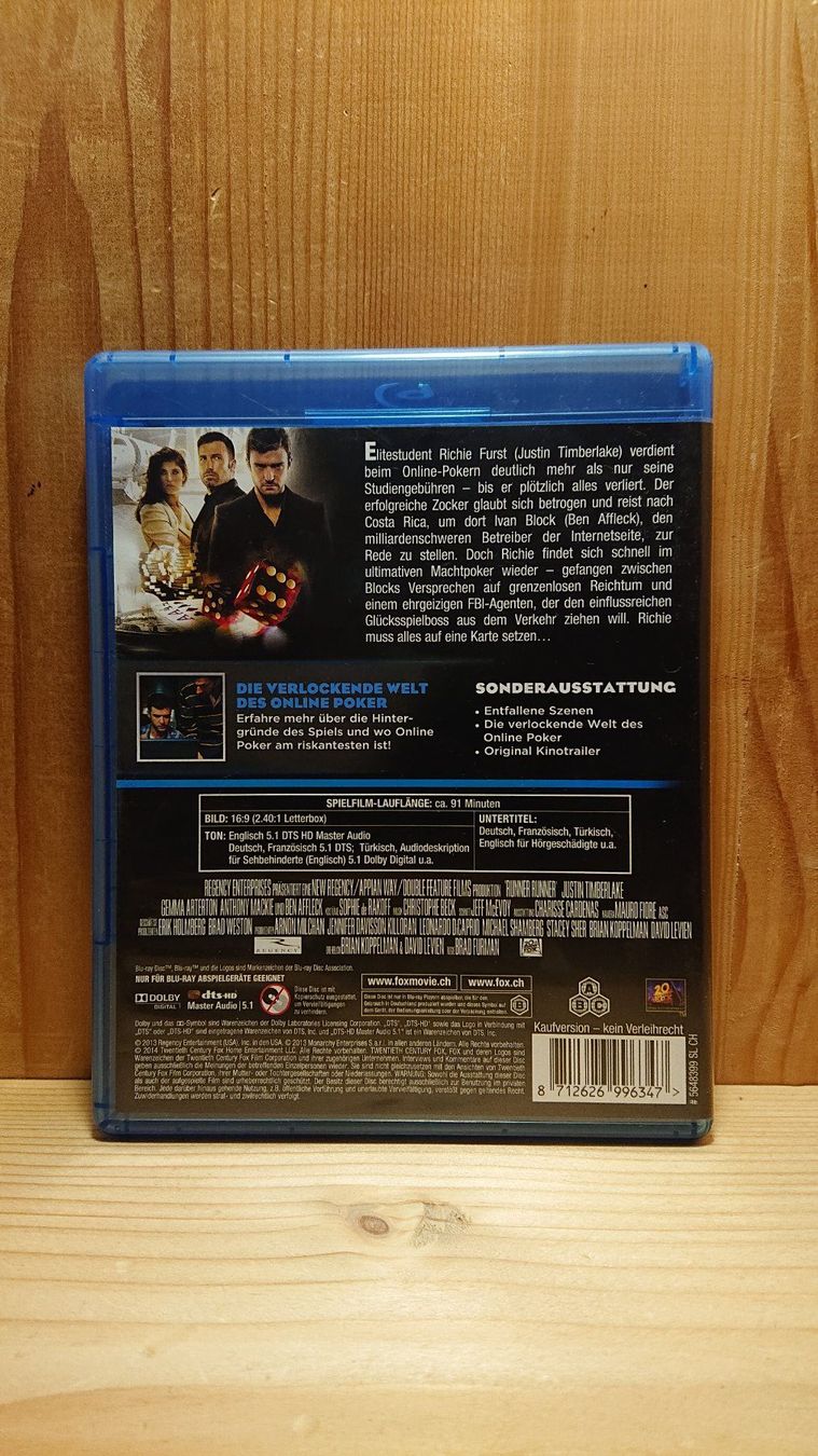Tutti i DVDs: RUNNER RUNNER Blu-Ray mit Justin Timberlake – Usato da Wilderswil venduto da Exebub 1