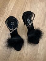 Black DeEleventh Heels with Feather Detail EU 38