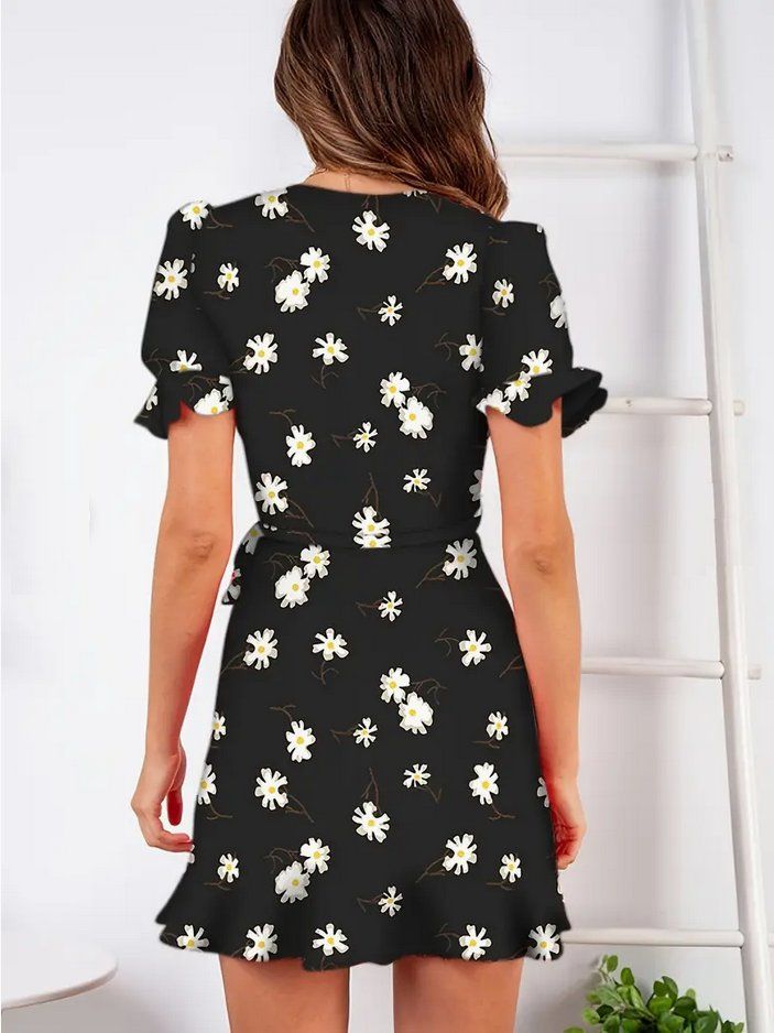 Vestiti: Schwarzes Wickelkleid Gr. M mit Blumenmuster – Nuovo e nell'imballaggio originale da Fully venduto da VaneaSelection 5