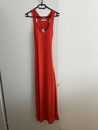 Langes rotes Kleid Rückenfrei - L