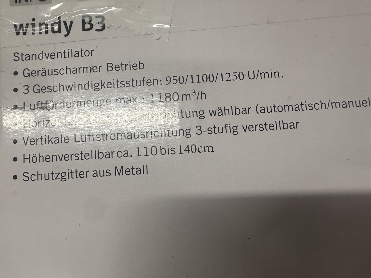 Ventilatori: Standventilator Windy B3 schwarz 3 Geschwindigkeitsstufen – Usato da Wettswil venduto da haddy91 5