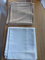 Serviettes en tissu beige et blanc lot de 8 en tout
