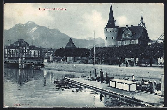 Cartoline postali: AK Luzern, Ortsansicht mit Pilatus – Usato da Berlin venduto da bartko-reher