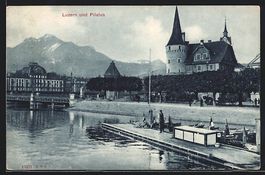 AK Luzern, Ortsansicht mit Pilatus