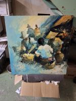 Ölgemälde auf Leinwand Motiv Markt 75x75 cm signiert