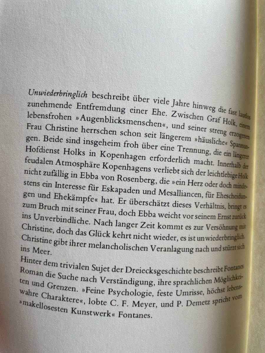 Libri: Fontane, Unwiederbringlich  – Usato da Freidorf TG venduto da ibipatria 2