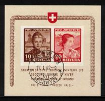 Pro Juventute Block 1941 J98/J99 ʘ "Seewen 17.I.42"