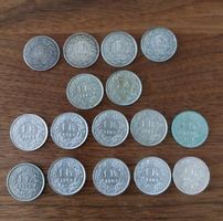16 x Schweizer 1 Franken Silber Muenzen Jg. 1894 - 1967