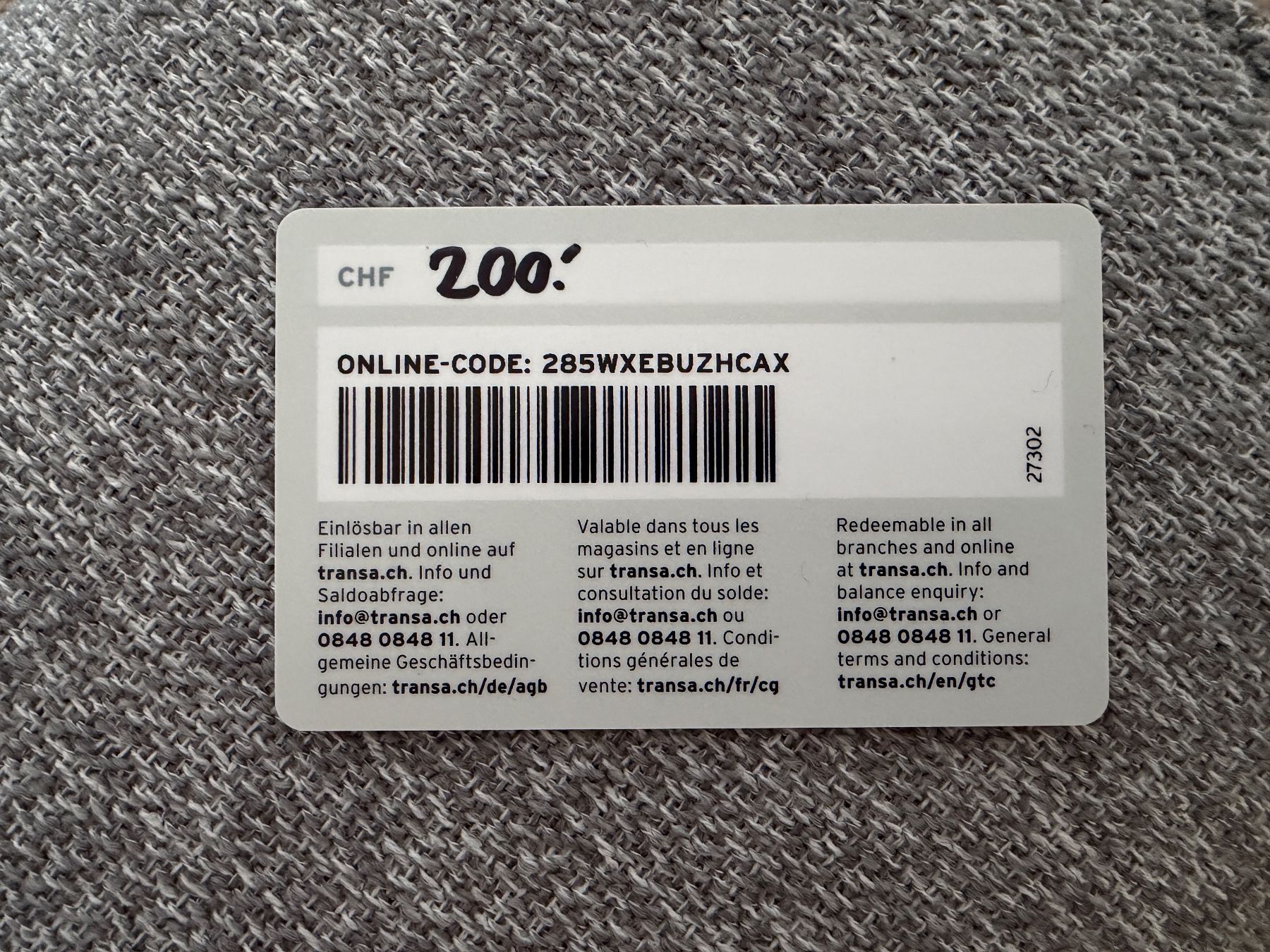 Gutscheine: TRANSA Gutschein CHF 200.- – Neu (gemäss Beschreibung) aus Basel von Sonnenblume1379 1