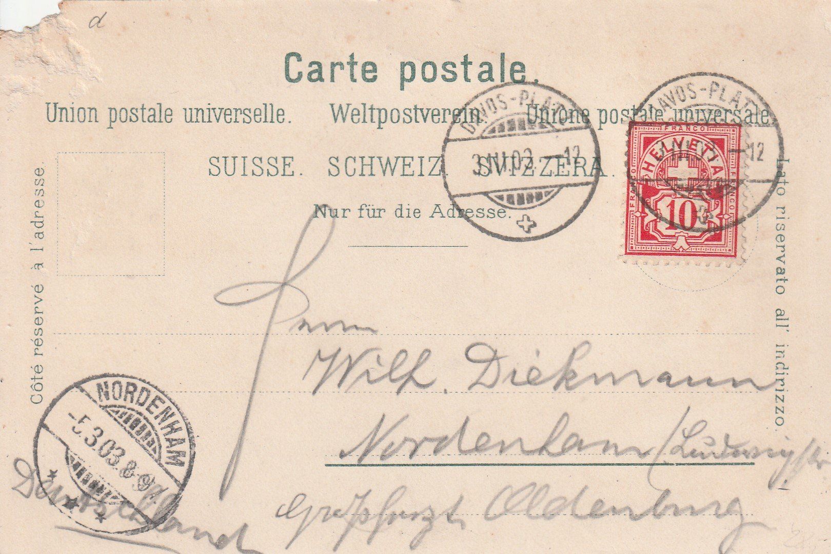 Cartes postales: Davos - Litho - 1903 – D'occasion à uttwil par koe_z8jm 1