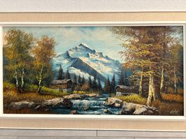 116 cm breitx 65.5/ Corti/ Ölgemälde Berglandschaft mit Bach