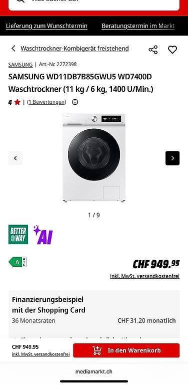 Lavatrici: Samsung Waschtrockner inkl. Garantie – Usato da Muttenz venduto da Member123456