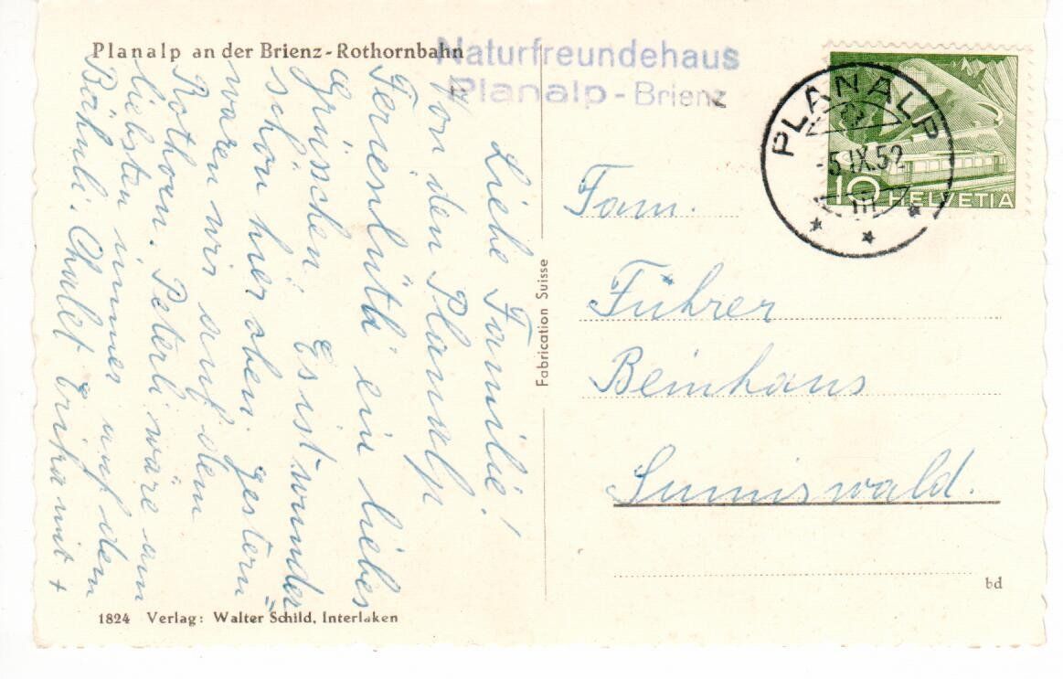 Cartes postales: Planalp an der Brienz Rothornbahn – D'occasion à Wolhusen par Curver9 1