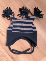 Kindermütze von Topomini, blau-grau gestreift, Grösse 46/48