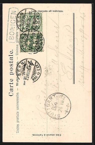 Cartoline postali: AK Interlaken, Hotel mit Jungfrau, 1904 – Usato da Berlin venduto da bartko-reher 1
