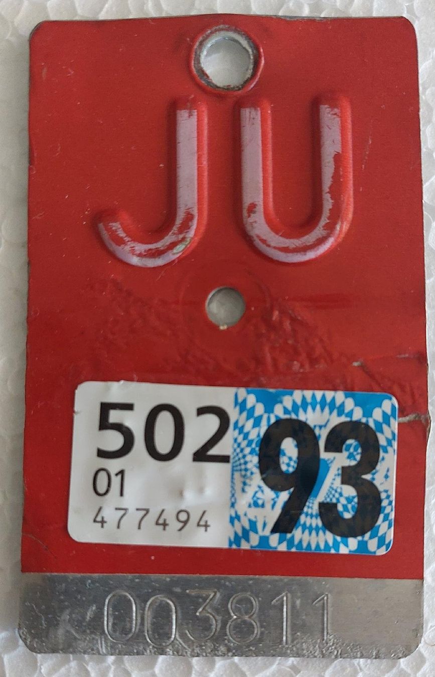 Schilder: PLAQUE de vélo JU 93 - 3811 – Gebraucht aus Delémont von Domdom1