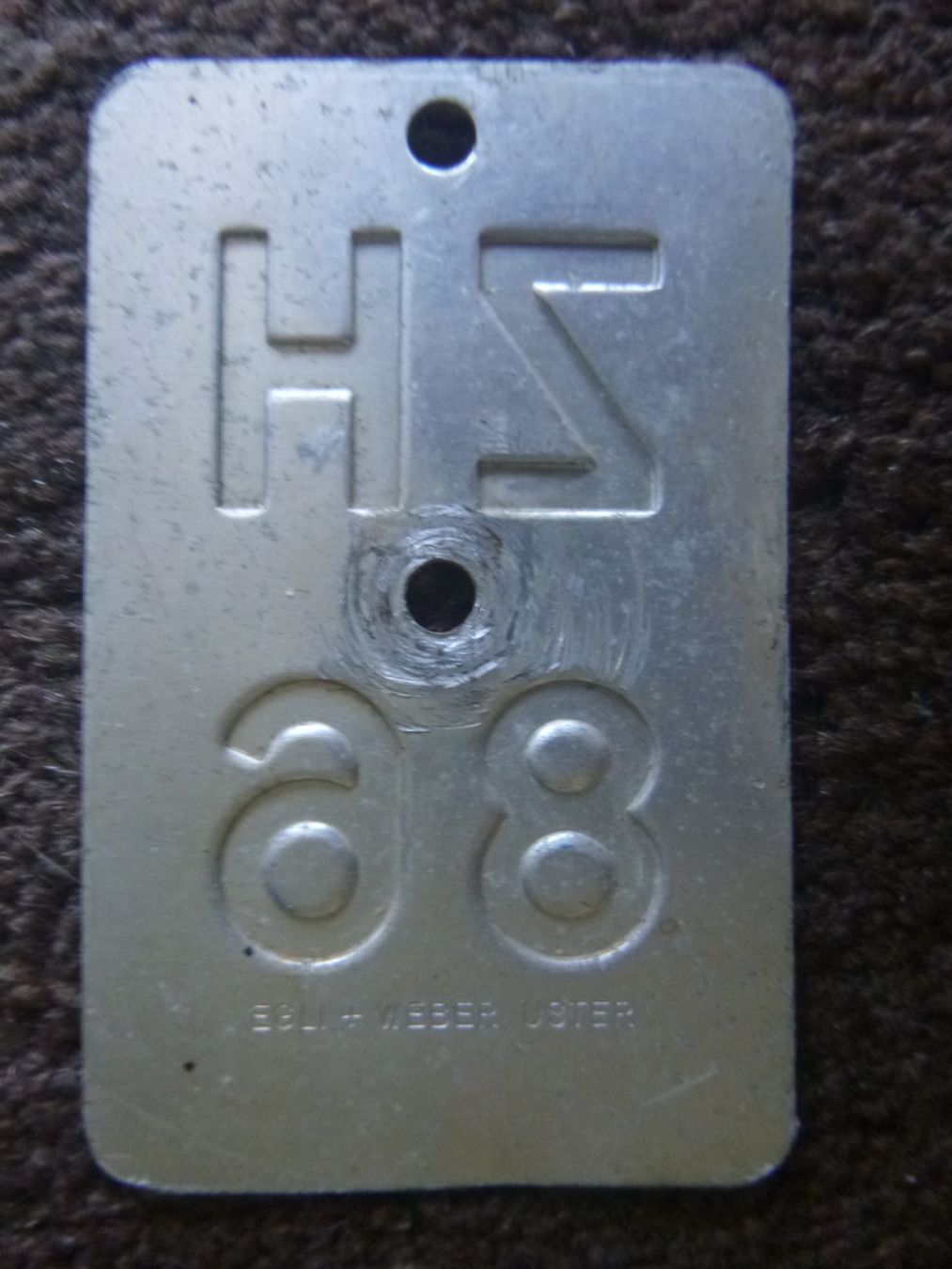 Schilder: Velonummernschild ZH 86 EGLI+WEBER USTER – Gebraucht aus Diessenhofen von farbschatten 1
