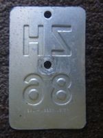 Velonummernschild ZH 86 EGLI+WEBER USTER
