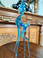 Vintage Murano Glasfigur Reh Blau Skulptur