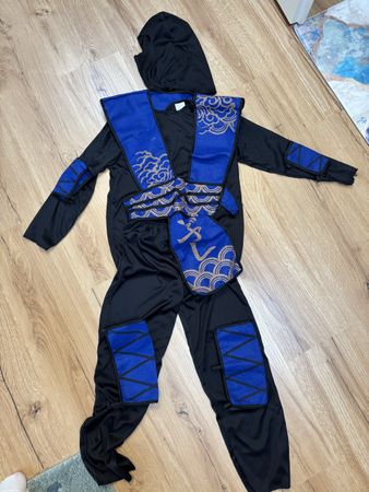 Ninja Kostüm blau schwarz Grösse 120-130 cm