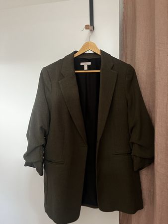 H&M Blazer Olive Green Long Sleeve Size S Regular Fit