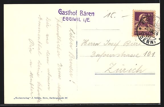 Cartoline postali: AK Eggiwil i. E., Teilansicht mit Kirche – Usato da Berlin venduto da bartko-reher 1