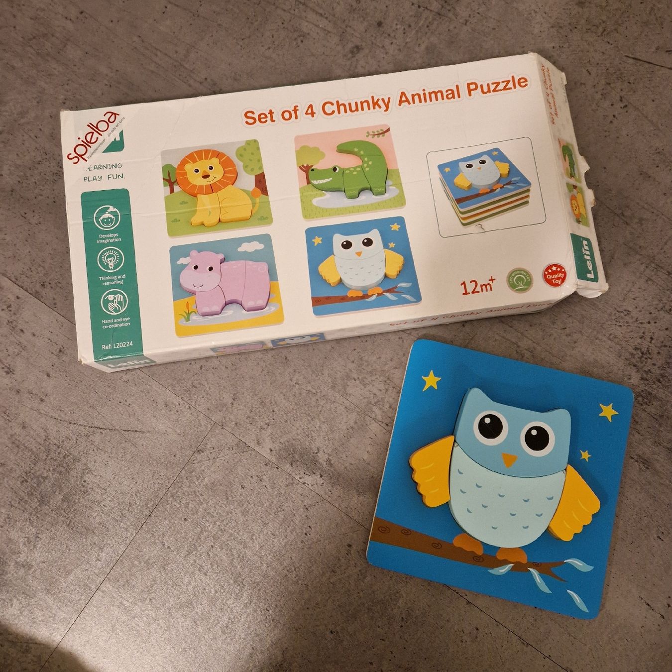 Puzzles: 4 hochwertige Holzpuzzles - Eule, Löwe, Krokodil, Nilpferd – Gebraucht aus Sursee von celevanessa