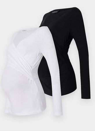 Still-Langarmshirt - schwarz und weiss, Grösse XS