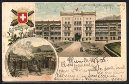 Thun, Portal der Kaserne, Soldaten mit G